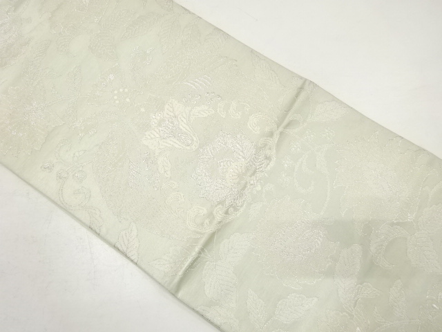 JAPANESE KIMONO / ANTIQUE FUKURO OBI / SILK / WOVEN FLORAL SARASA & BIRD